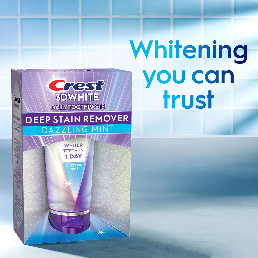 Crest 3D White Brilliance Deep Stain Remover Toothpaste, Dazzling Mint, 2.1 Oz (59 G)