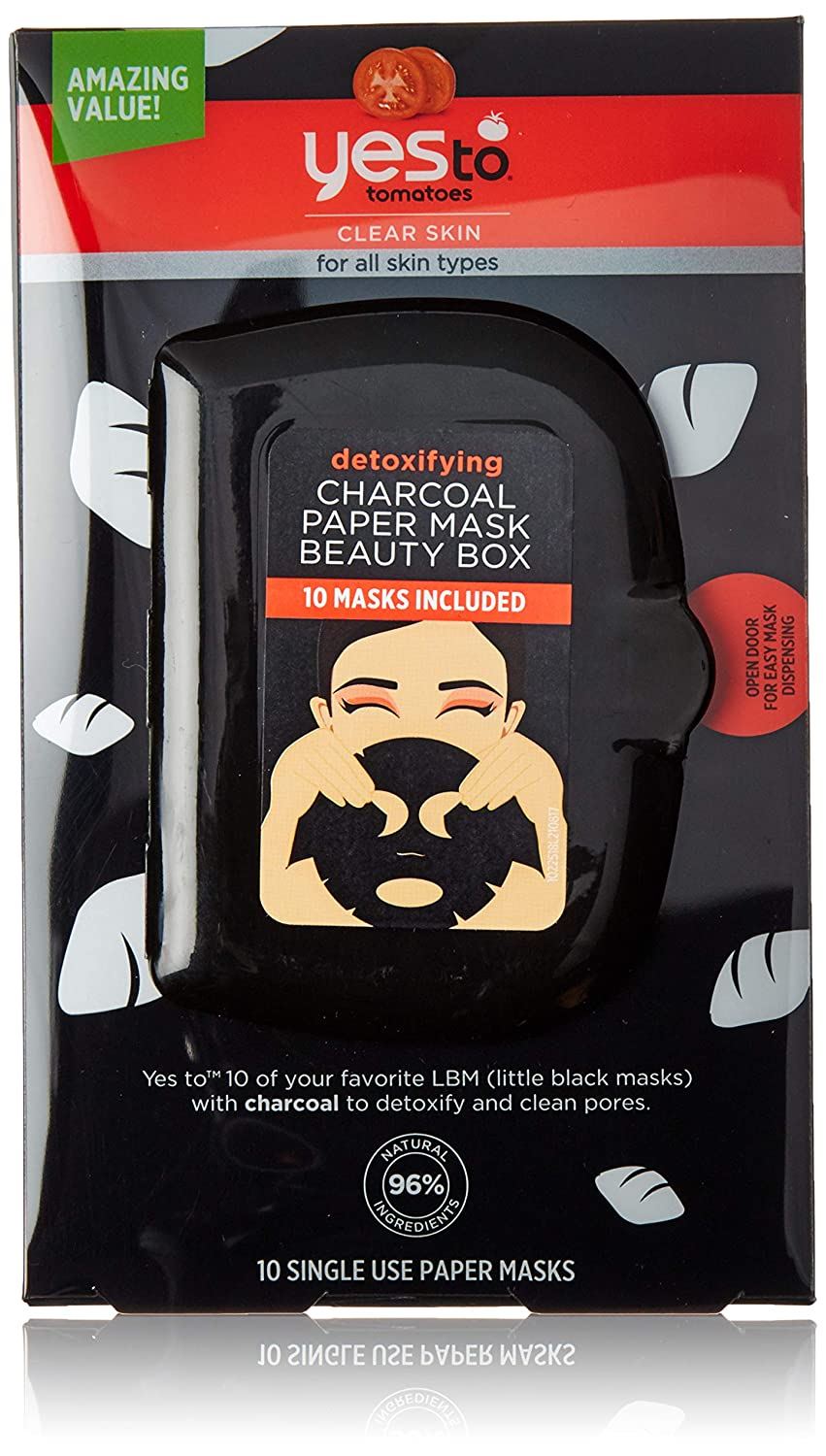 Yes To Tomatoes Detoxifying Charcoal Paper Face Mask - 10 Count, Facial Mask Beauty Box