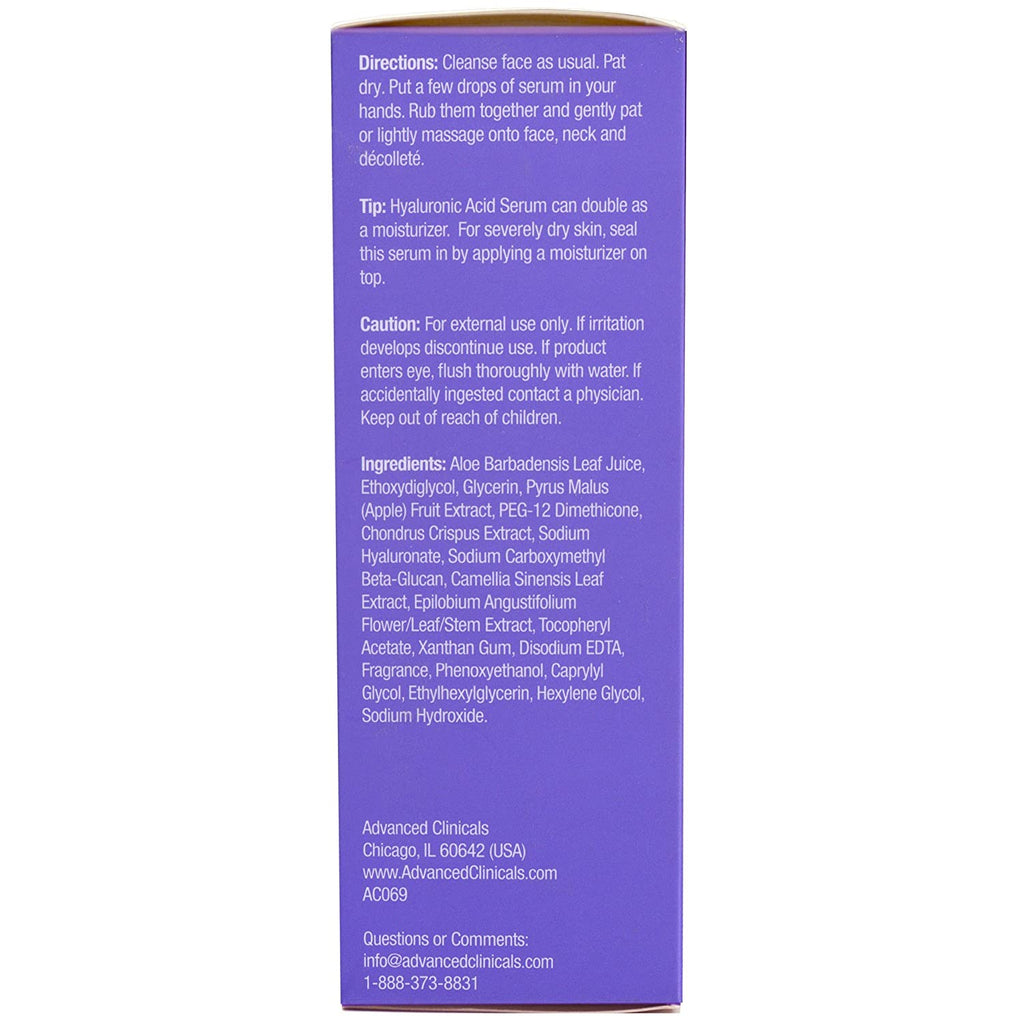 Advanced Clinicals Hyaluronic Serum, 1.75 fl oz (52 ml)