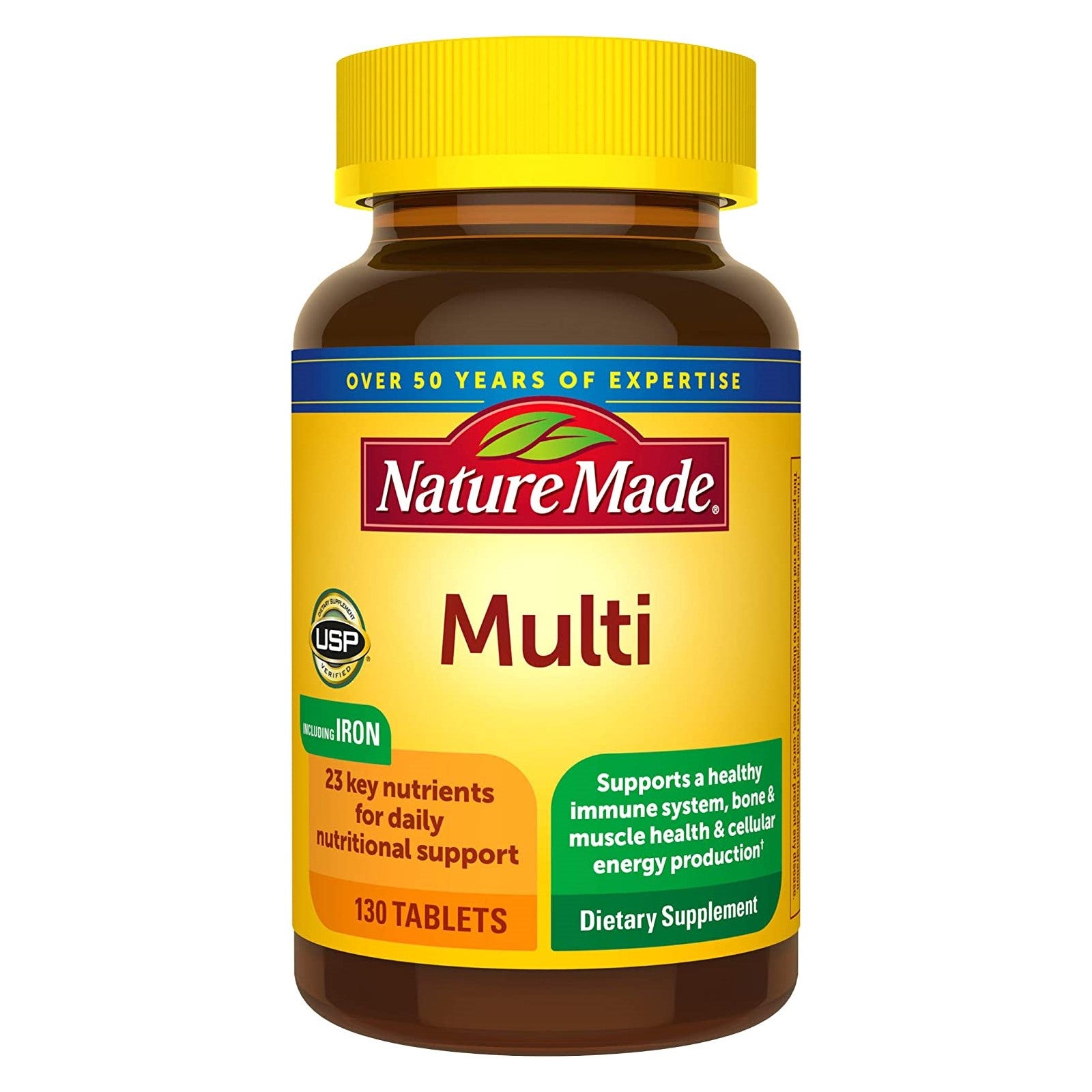 Nature Made Multi Adult Multivitamin with Iron, 130 Tablets, EXP 10/2026