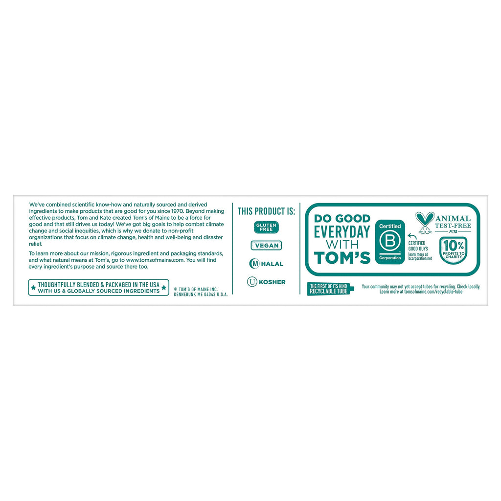 Tom's of Maine Natural Fluoride-Free Antiplaque & Whitening Toothpaste, Peppermint, 4.7 OZ (133 g), 4 PACK