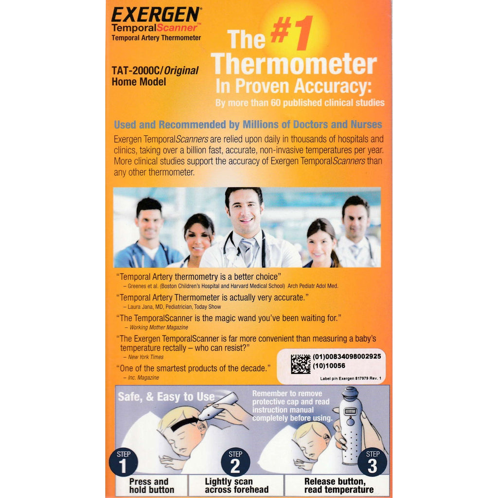 Exergen Original Temporal Scanner, Temporal Artery Thermometer, Tat-2000C