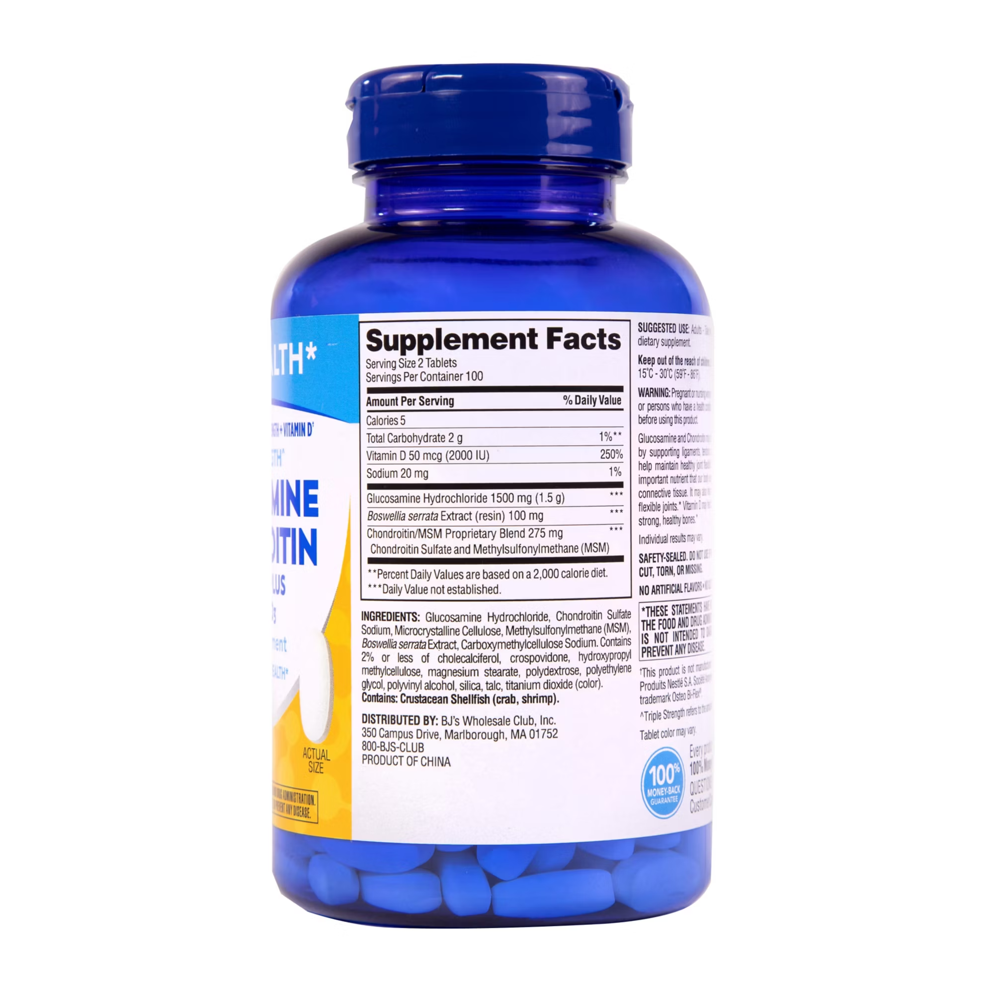 Berkley Jensen Glucosamine + Chondroitin Complex, with Vitamin D3, 200 Tablets