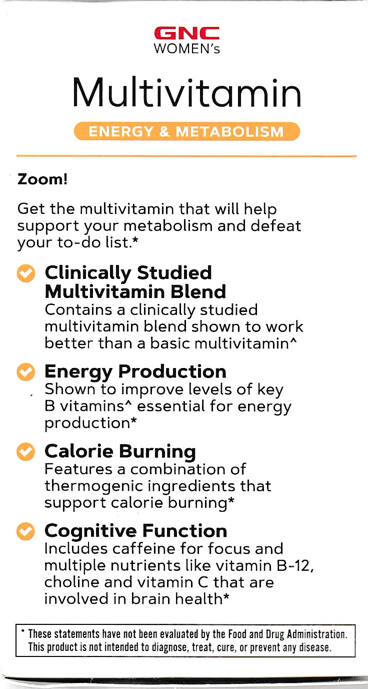 GNC Women's Multivitamin, Energy & Metabolism, 90 Caplets