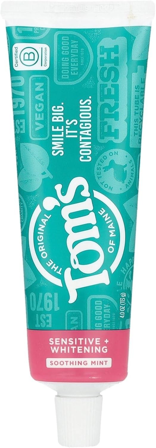 Tom's of Maine Natural Fluoride Free Sensitive Whitening Toothpaste 4 OZ, NO BOX