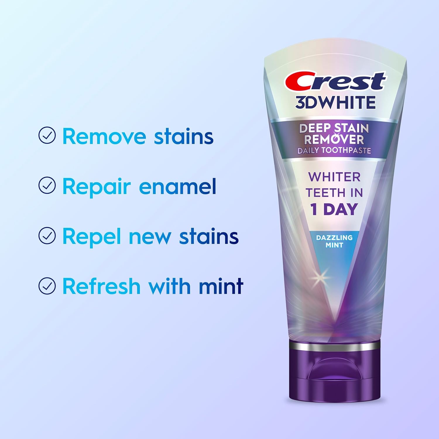 Crest 3D White Brilliance Deep Stain Remover Toothpaste, Dazzling Mint, 2.1 Oz (59 G)