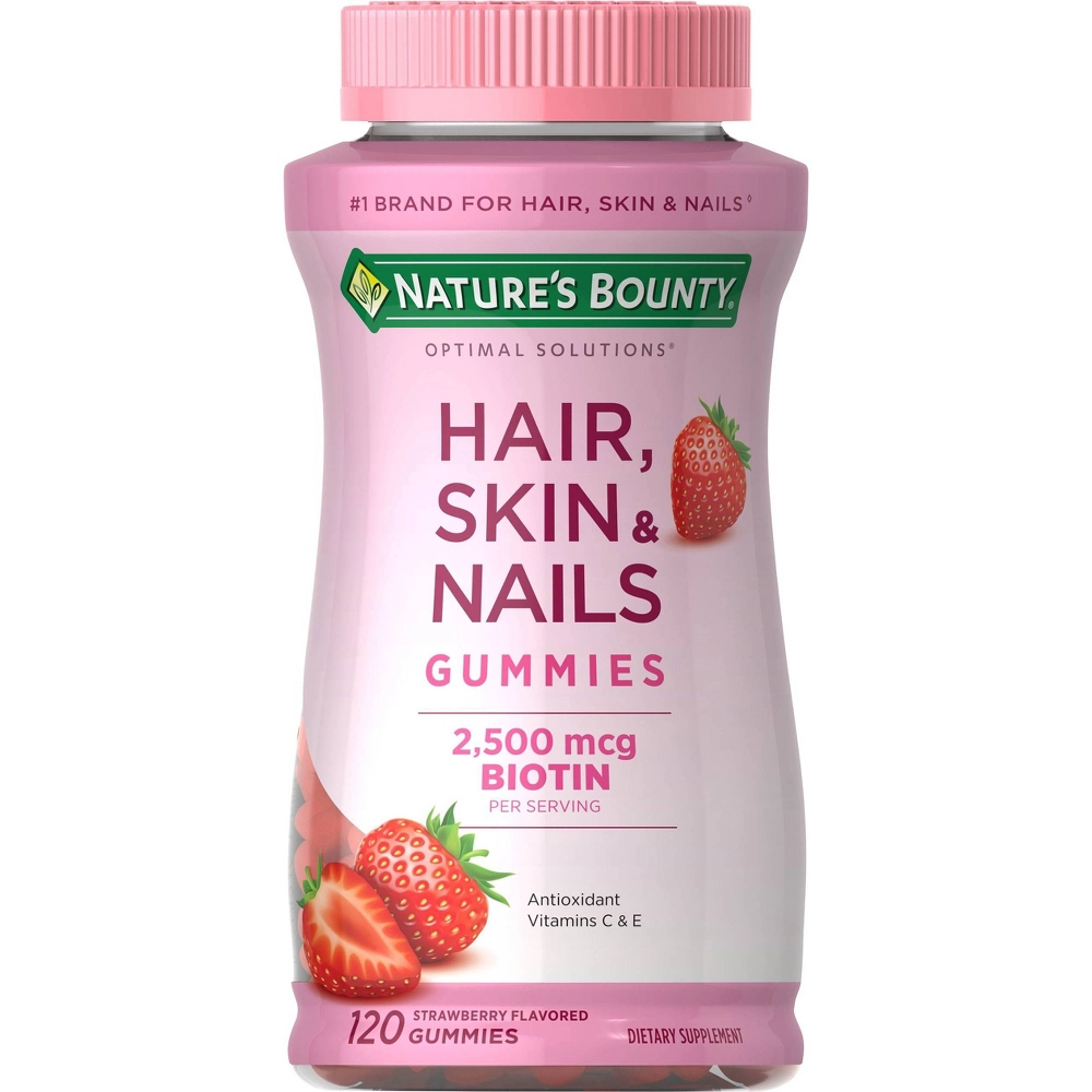 Nature's Bounty Hair Skin & Nails Gummy Vitamins, Strawberry, 120 Gummies