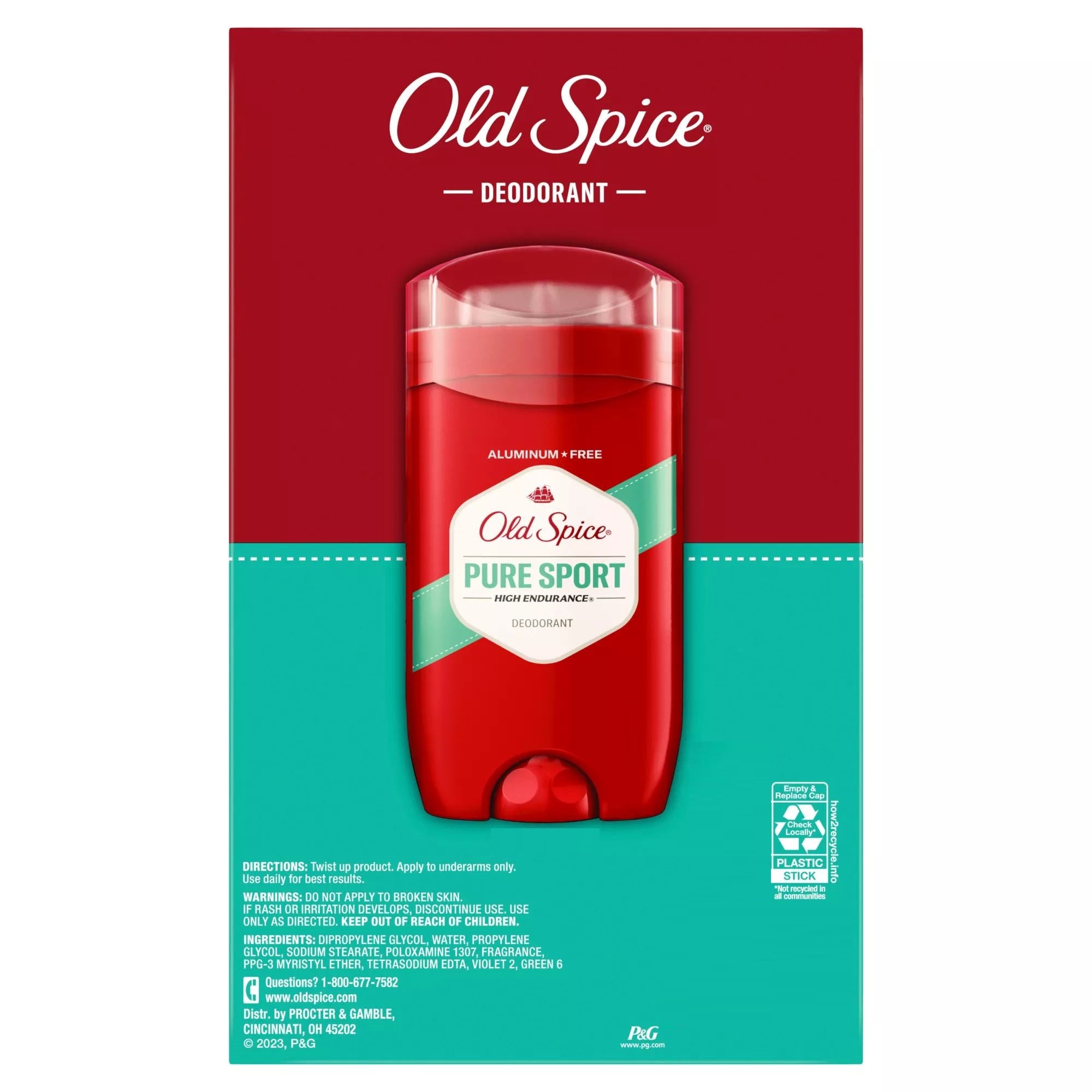 Old Spice Pure Sport High Endurance Aluminium-Free Deodorant, 2.4 Oz (68 g)