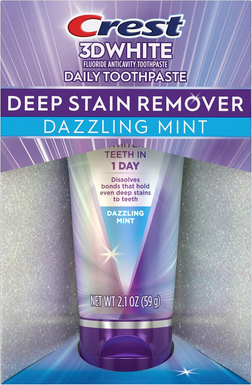 Crest 3D White Brilliance Deep Stain Remover Toothpaste, Dazzling Mint, 2.1 Oz (59 G)