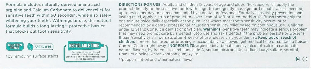 Tom's of Maine Natural Fluoride Free Sensitive Whitening Mint Toothpaste 4 OZ
