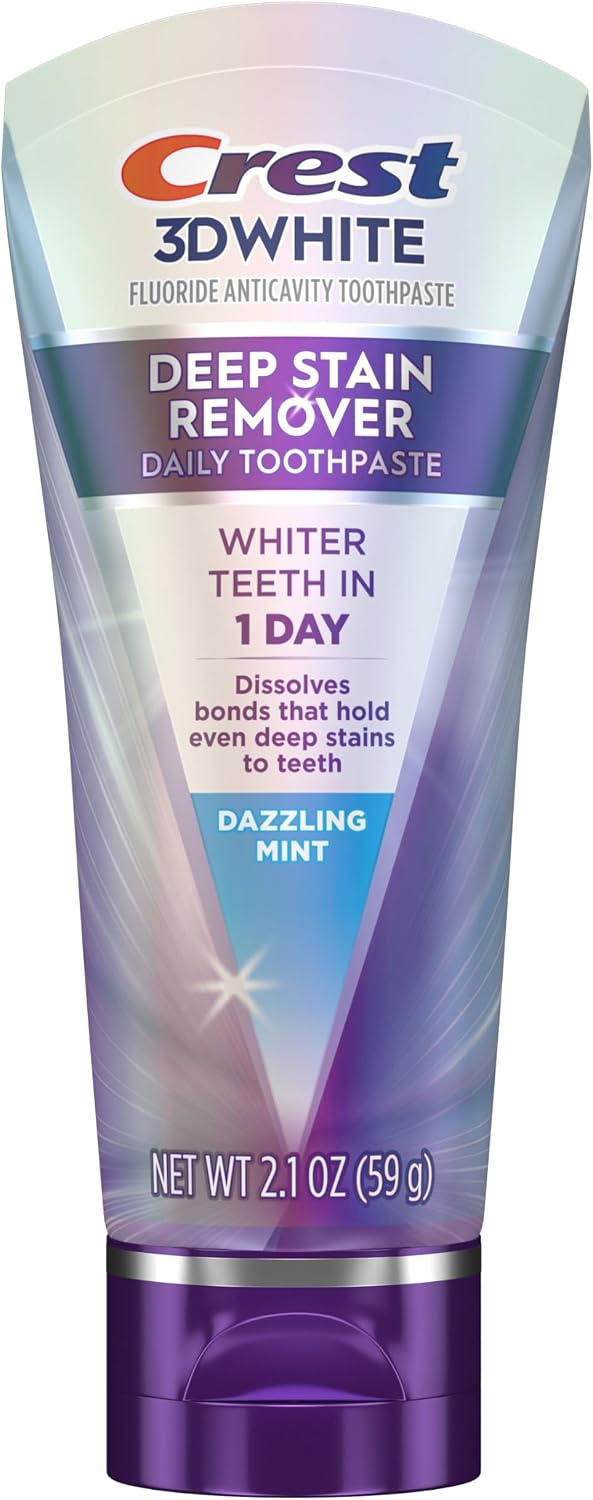 Crest 3D White Brilliance Deep Stain Remover Toothpaste, Dazzling Mint, 2.1 Oz (59 G)