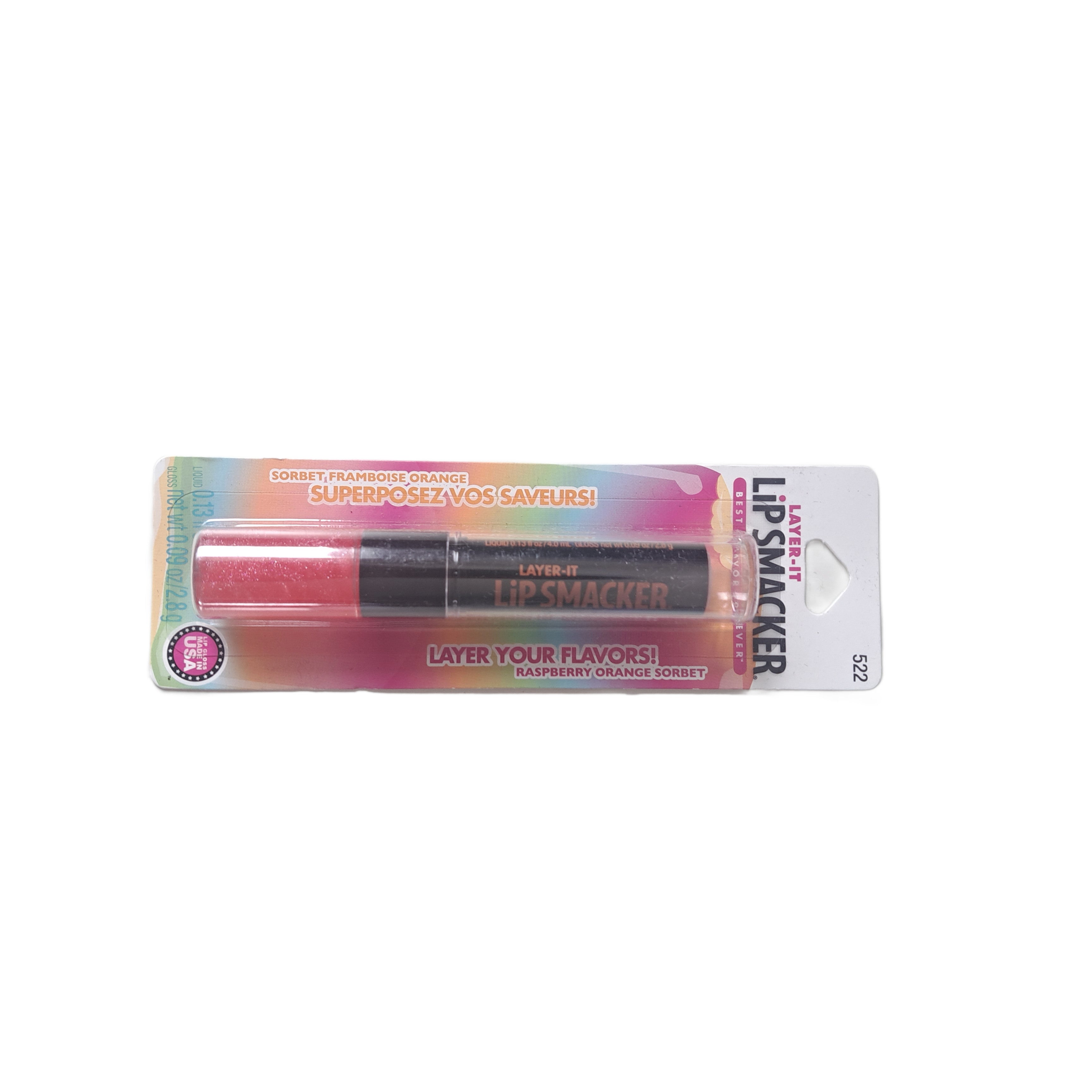 Lip Smacker Layer-It Liquid + Gloss, Raspberry Orange Sorbet, 522